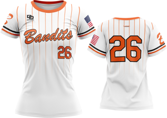 Custom Womens Crew Jersey - White MIA Pinstripe