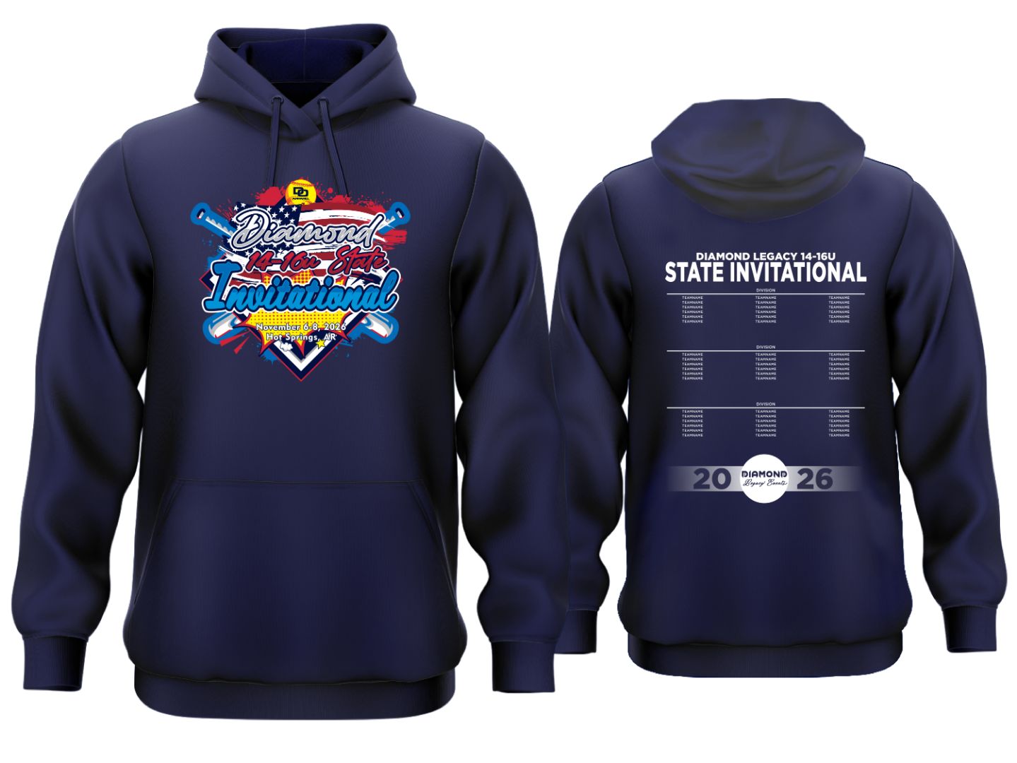 Tournament Fleece Hoodie - 10/11u State Invitational Navy