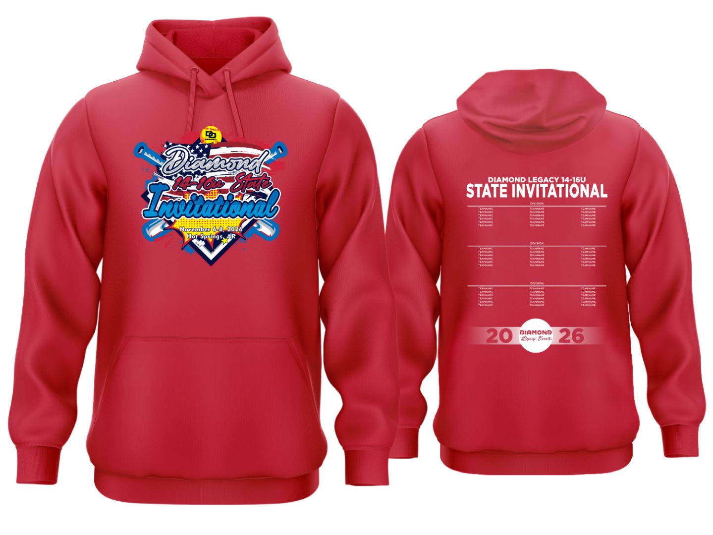 Tournament Fleece Hoodie 10/11u State Invitational Red