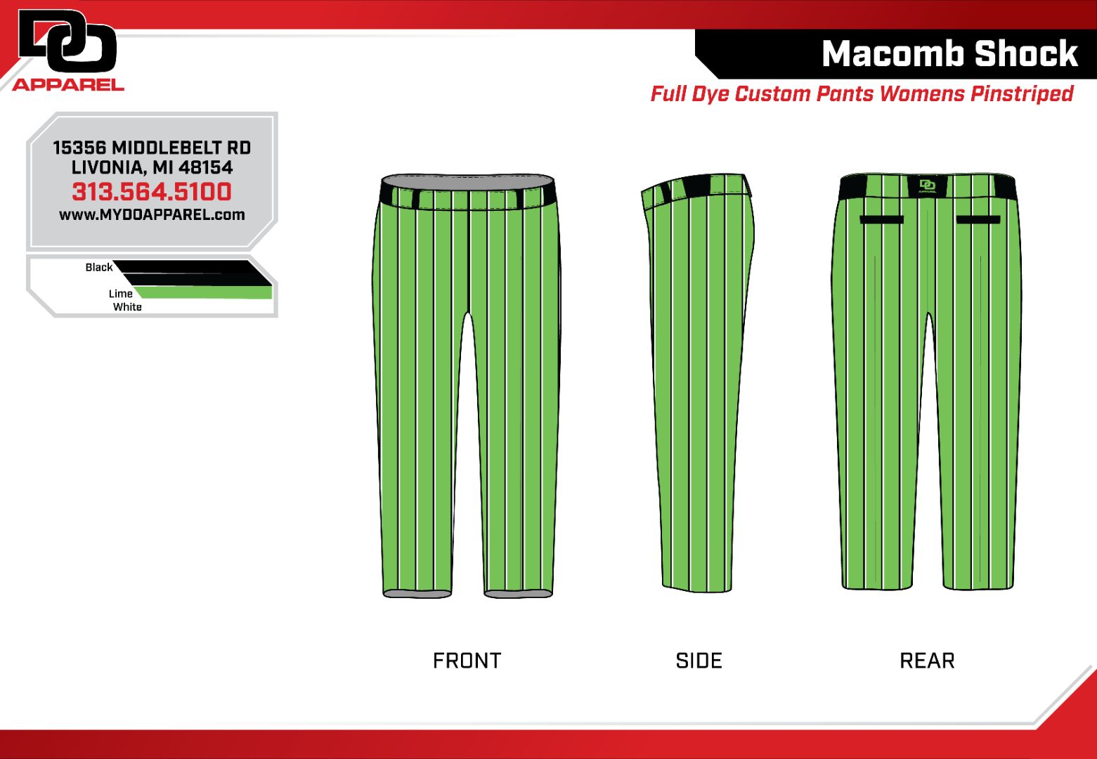 DO Custom Softball Pants - Lime Pinstripe