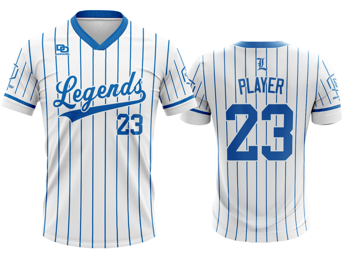 Custom V-Neck Jersey - White/Royal Pinstripe