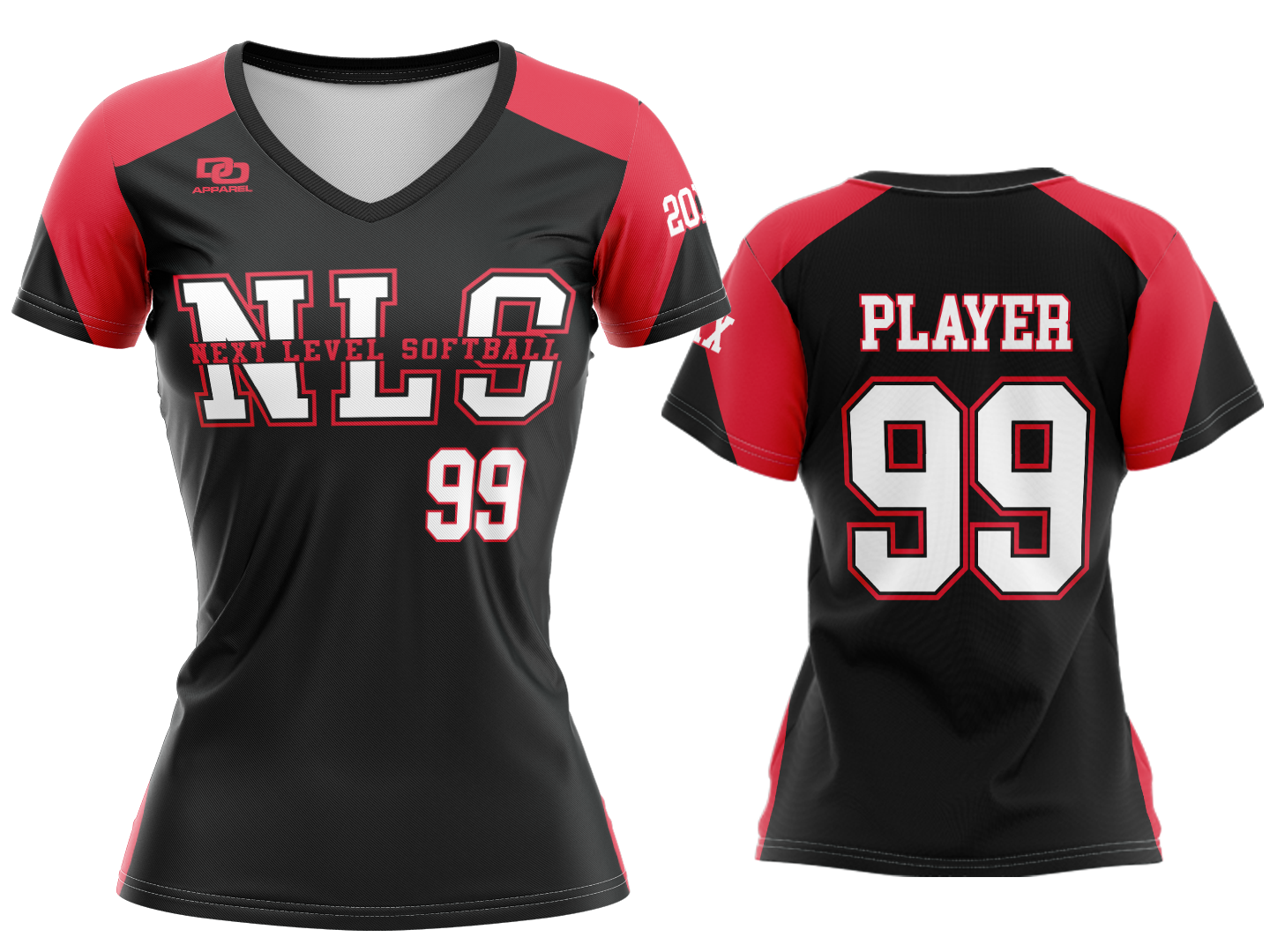 Custom Womens V-Neck Jersey - Black