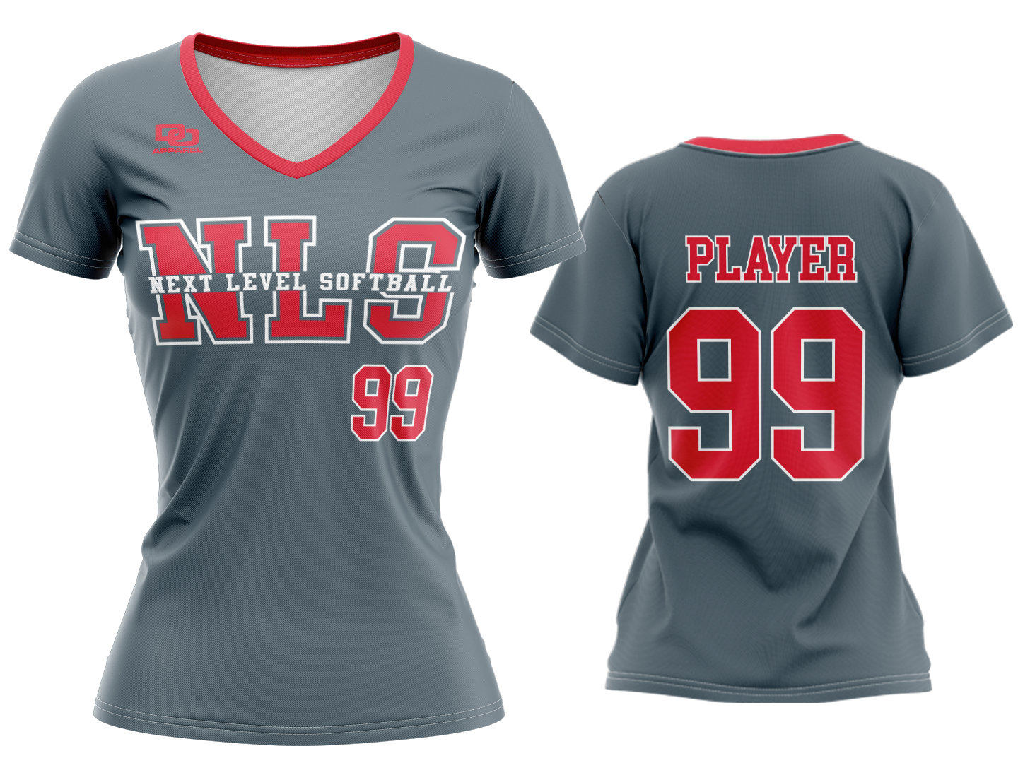 Custom Womens V-Neck Jersey - Charcoal