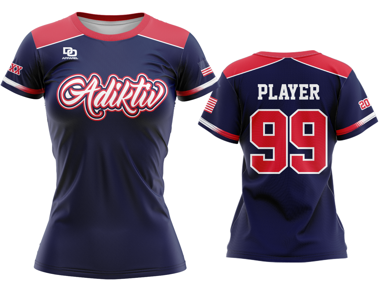 Custom Womens Crew Jersey - Navy 3