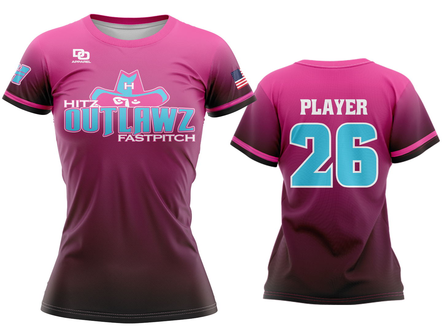 Custom Womens Crew Jersey - Pink Fade