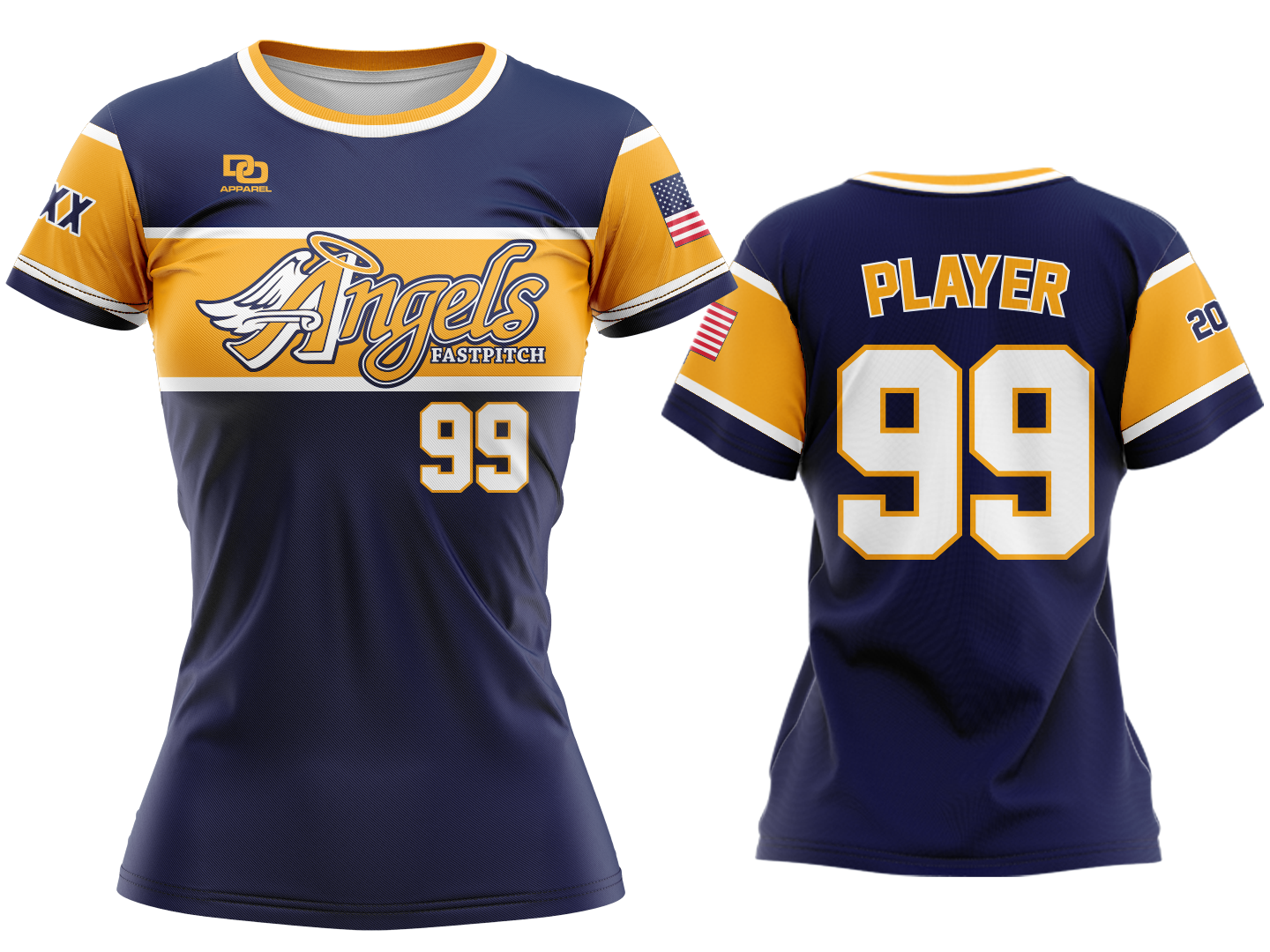 Custom Womens Crew Jersey - Navy/Gold