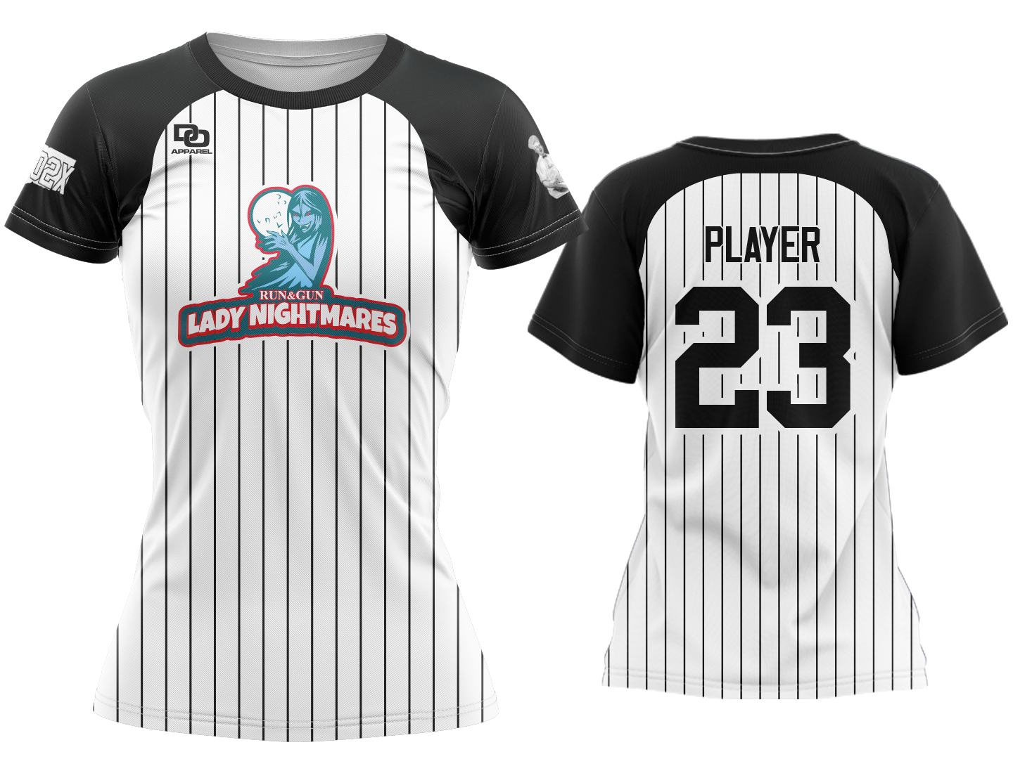 Custom Womens Crew Jersey - White Pinstripe