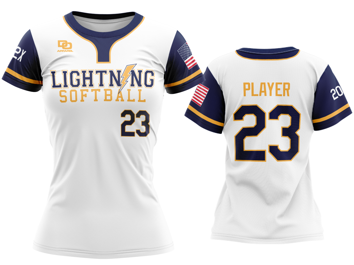 Custom Womens Crew Jersey - White/Navy
