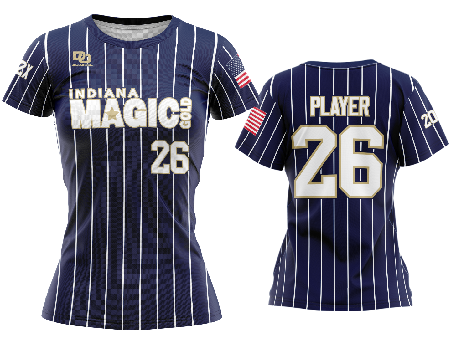 Custom Womens Crew Jersey - Navy Pinstripe