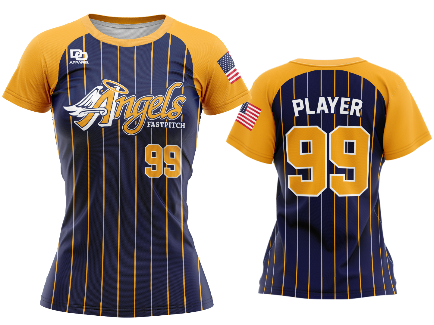 Custom Womens Crew Jersey - Navy Pinstri[e