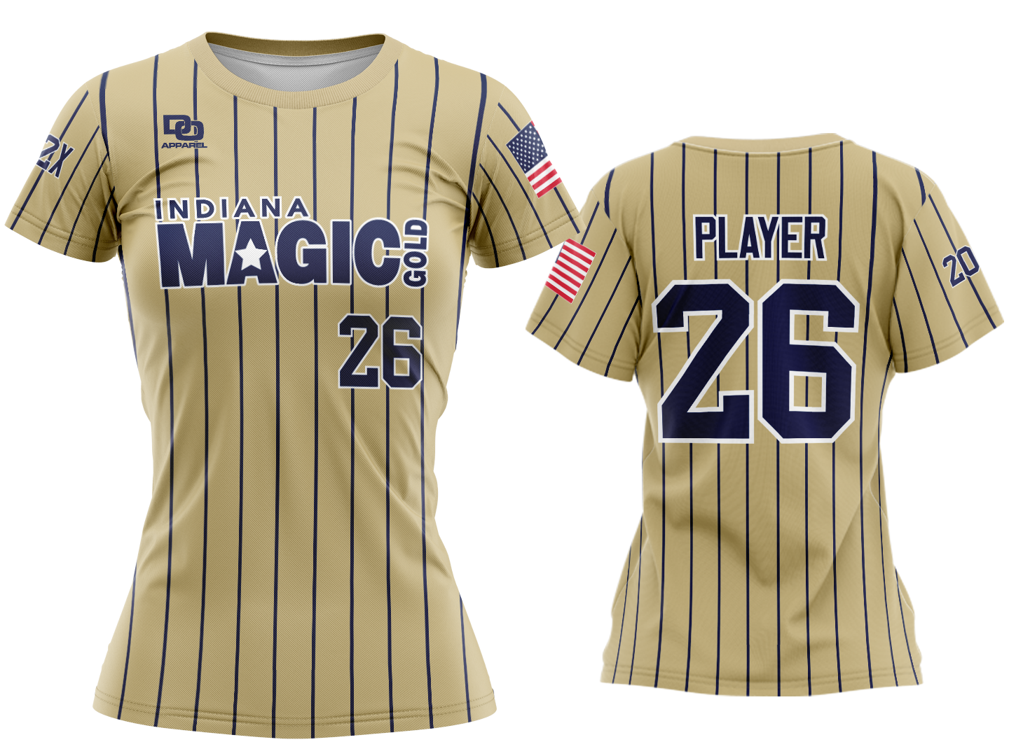 Custom Womens Crew Jersey - Vegas Pinstripe
