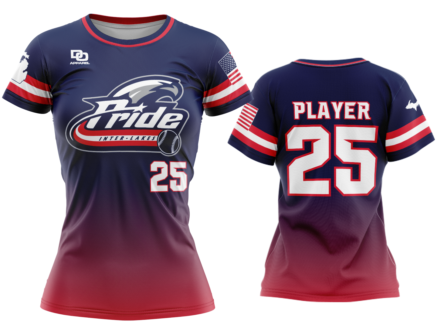 Custom Womens Crew Jersey - Navy Fade