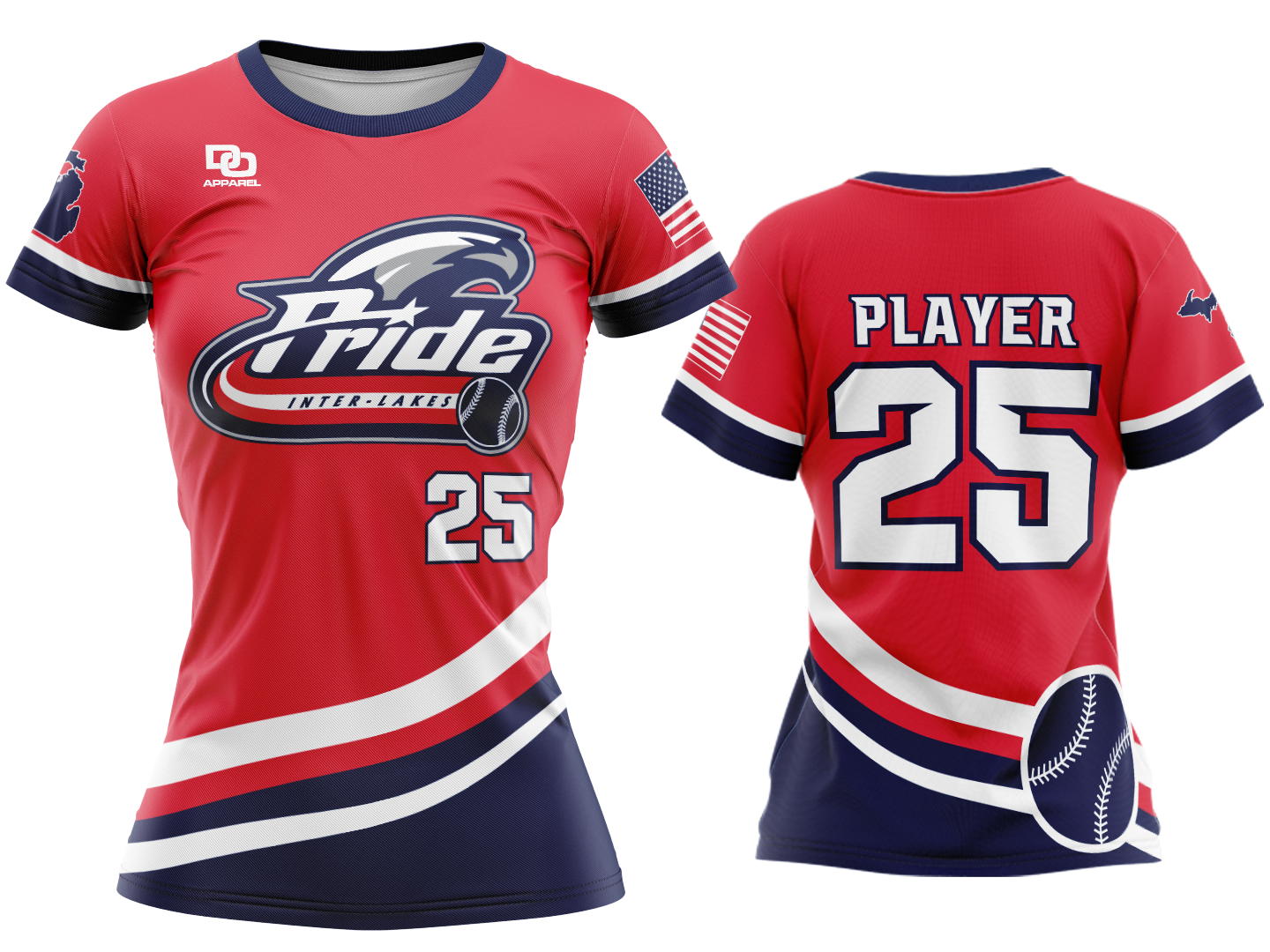 Custom Womens Crew Jersey - Red Stripe