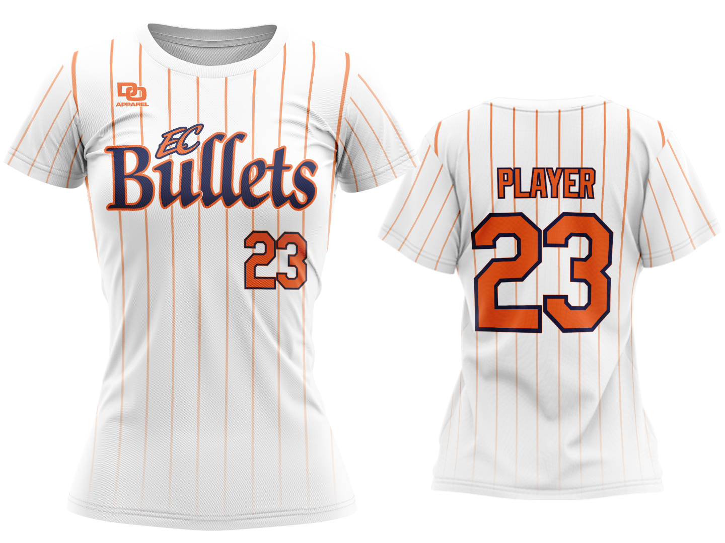 Custom Womens Crew Jersey - White Pinstripe Fade