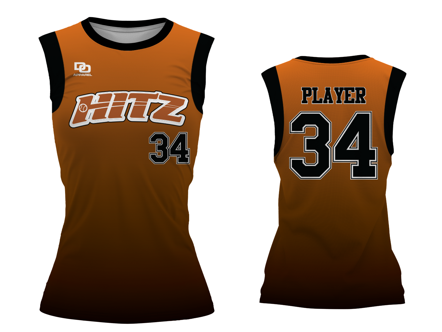 Custom Womens Sleeveless Crew Jersey - Fade