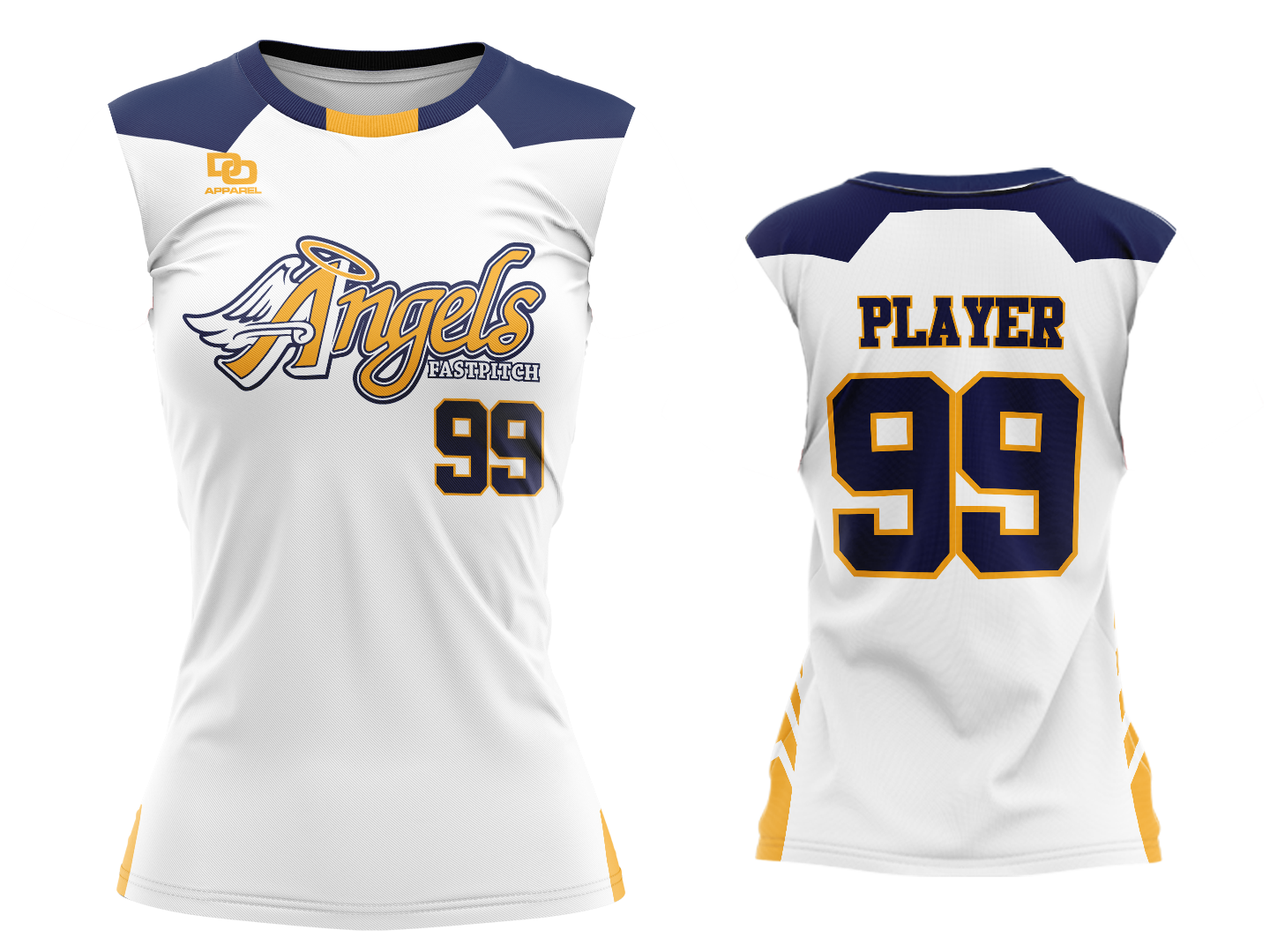Custom Womens Crew Sleeveless Jersey - White