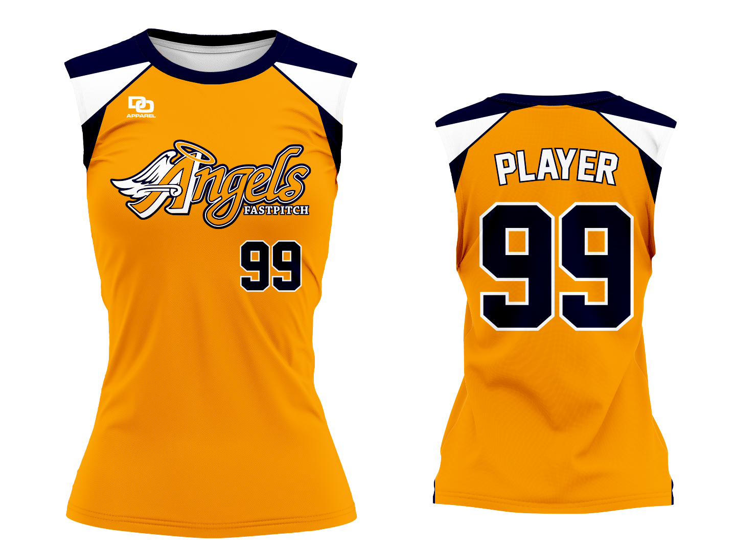 Custom Womens Sleeveless Crew Jersey - Gold
