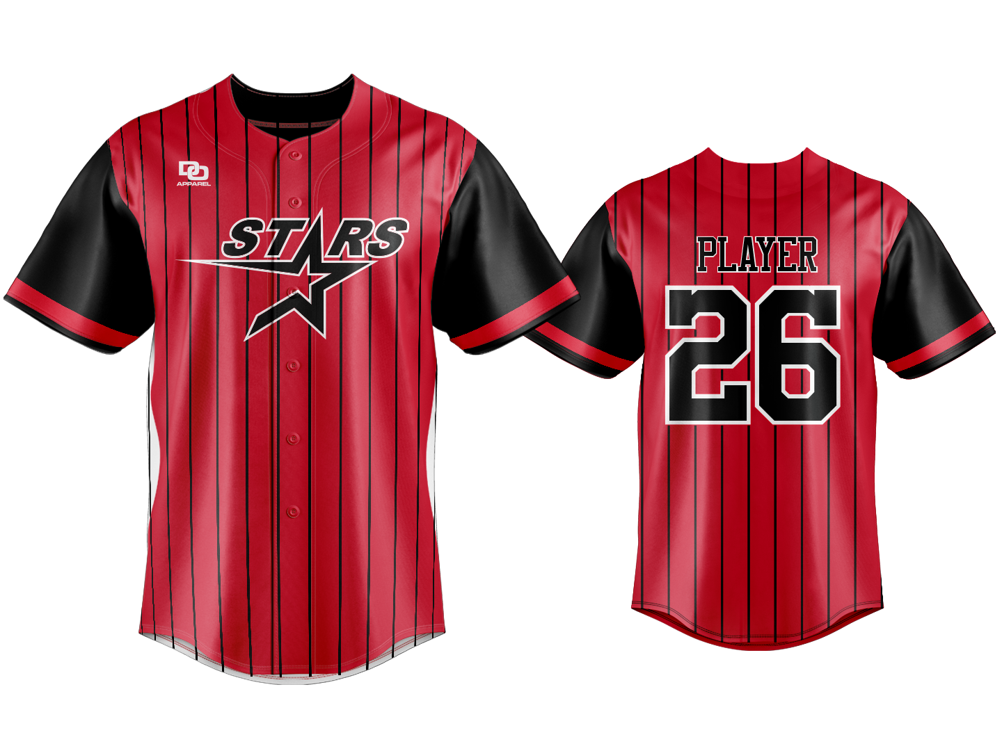 Custom Button Up Jersey - Red Pinstripe