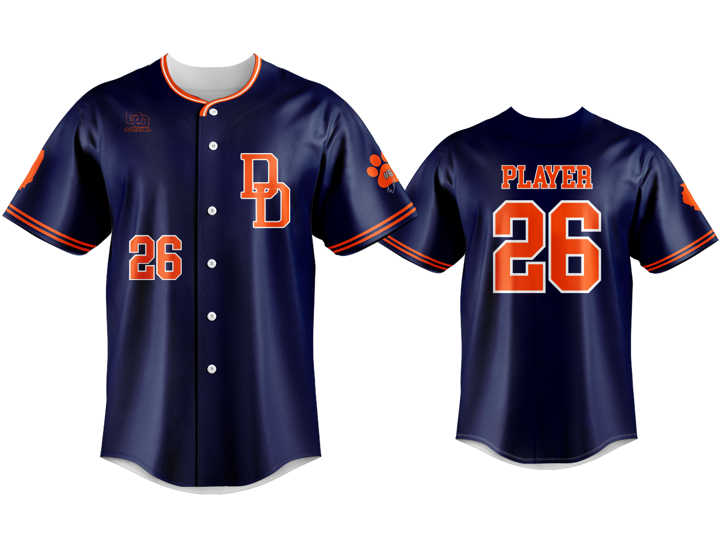 Custom Button Up Jersey - Navy