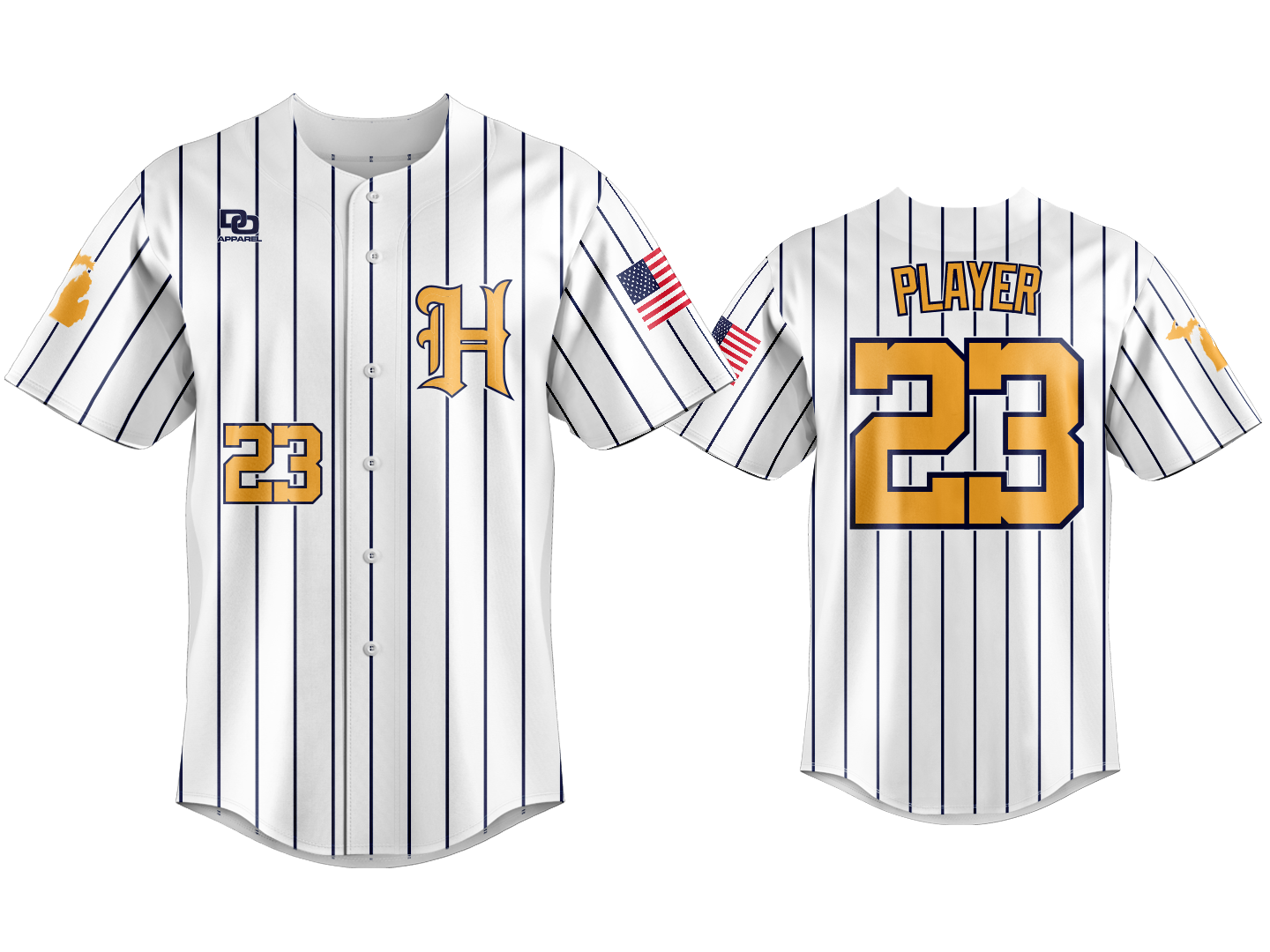 Custom Button Up Jersey - White Pinstripe