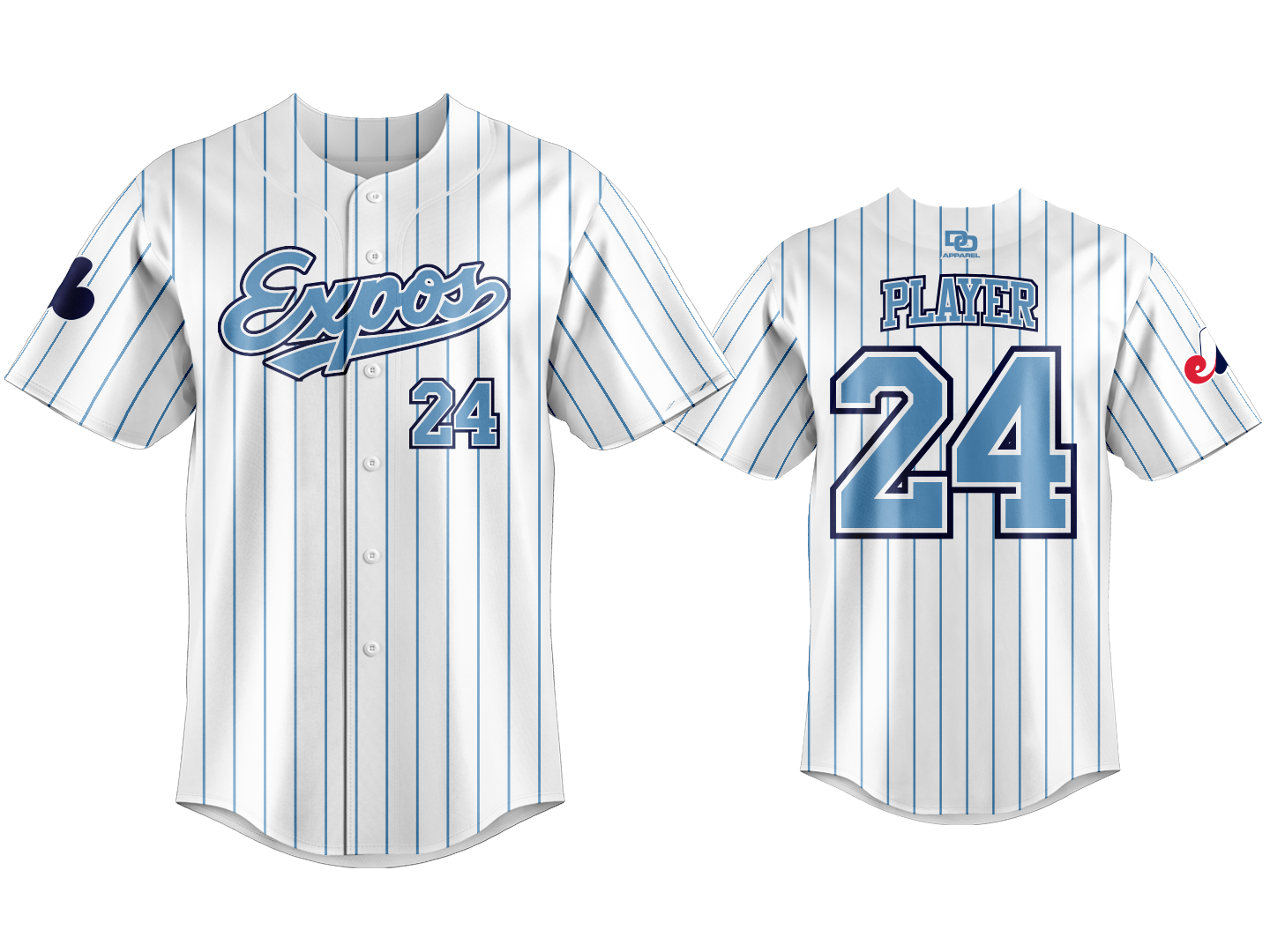 Custom Button Up Jersey - White Pinstripe