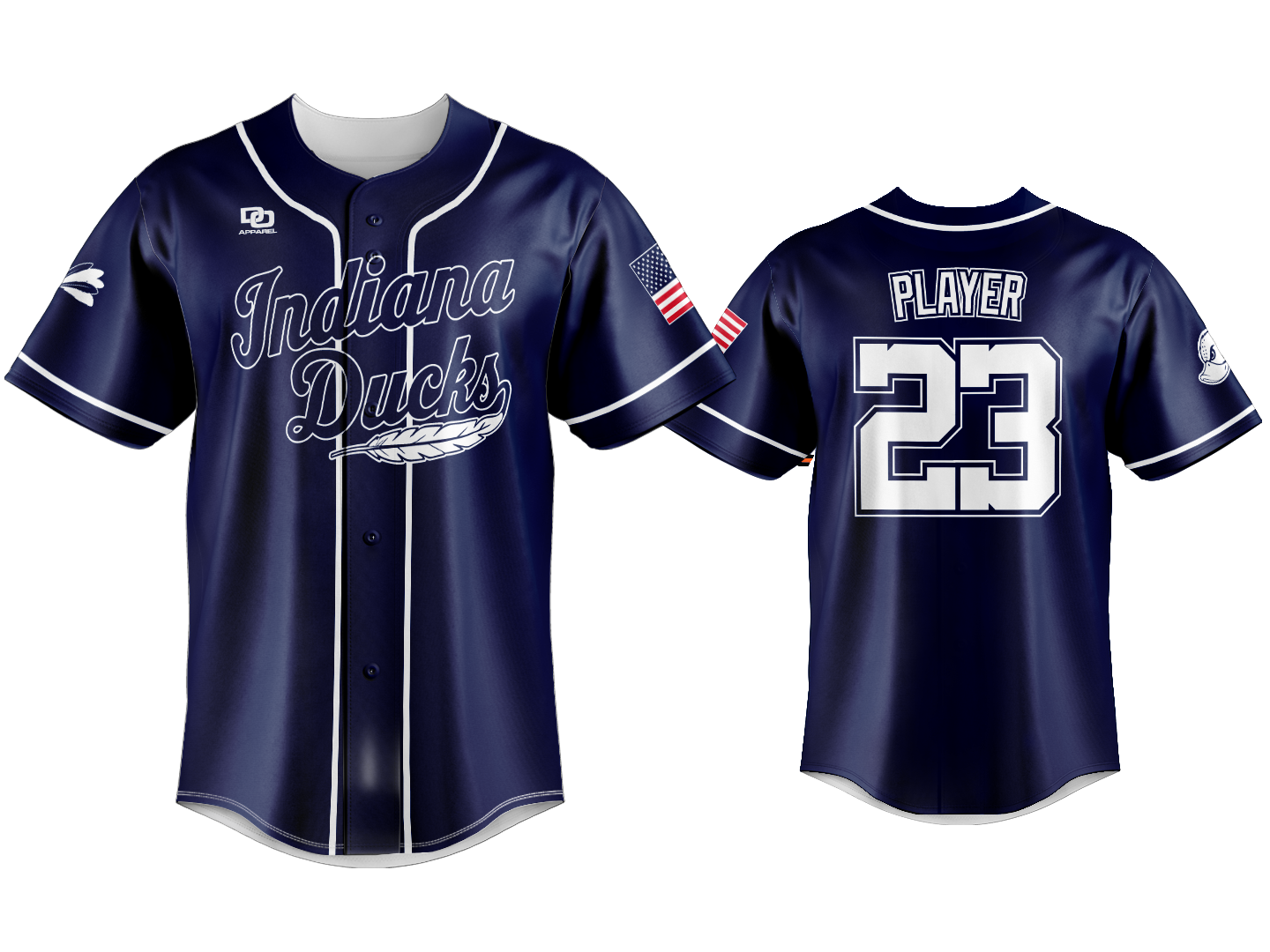 Custom Button Up Jersey - Navy