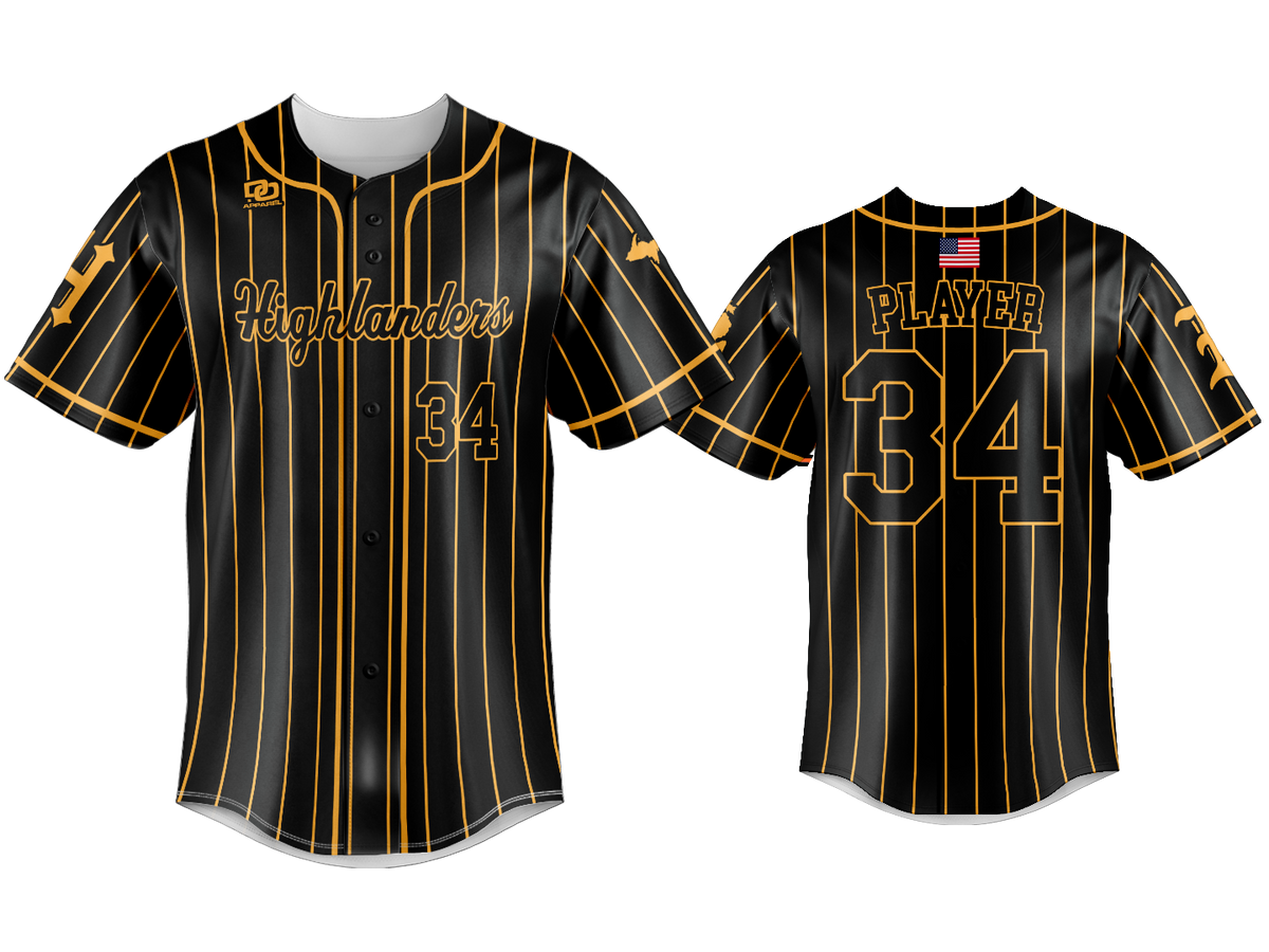 Custom Button Up Jersey - Black Pinstripe