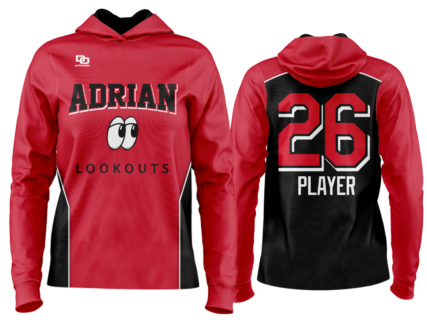 Custom Team Hoodie - Red/Black