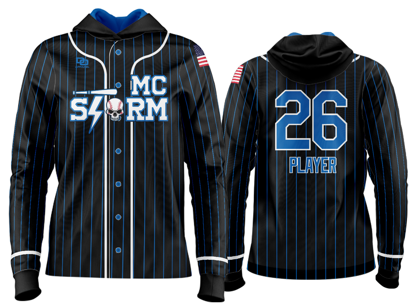 Custom Team Hoodie - Black Pinstripe