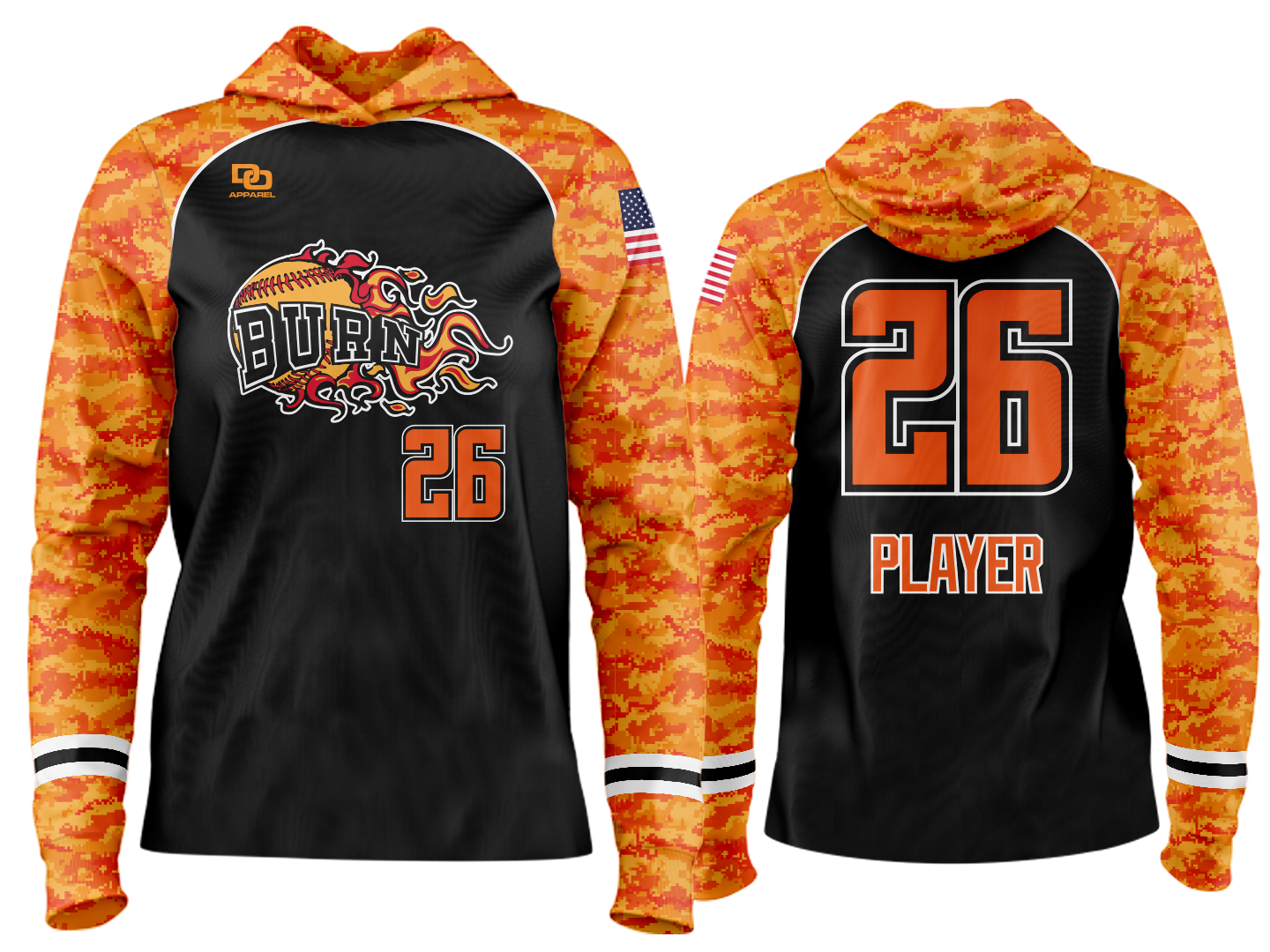 Custom Team Hoodie - Black/Orange