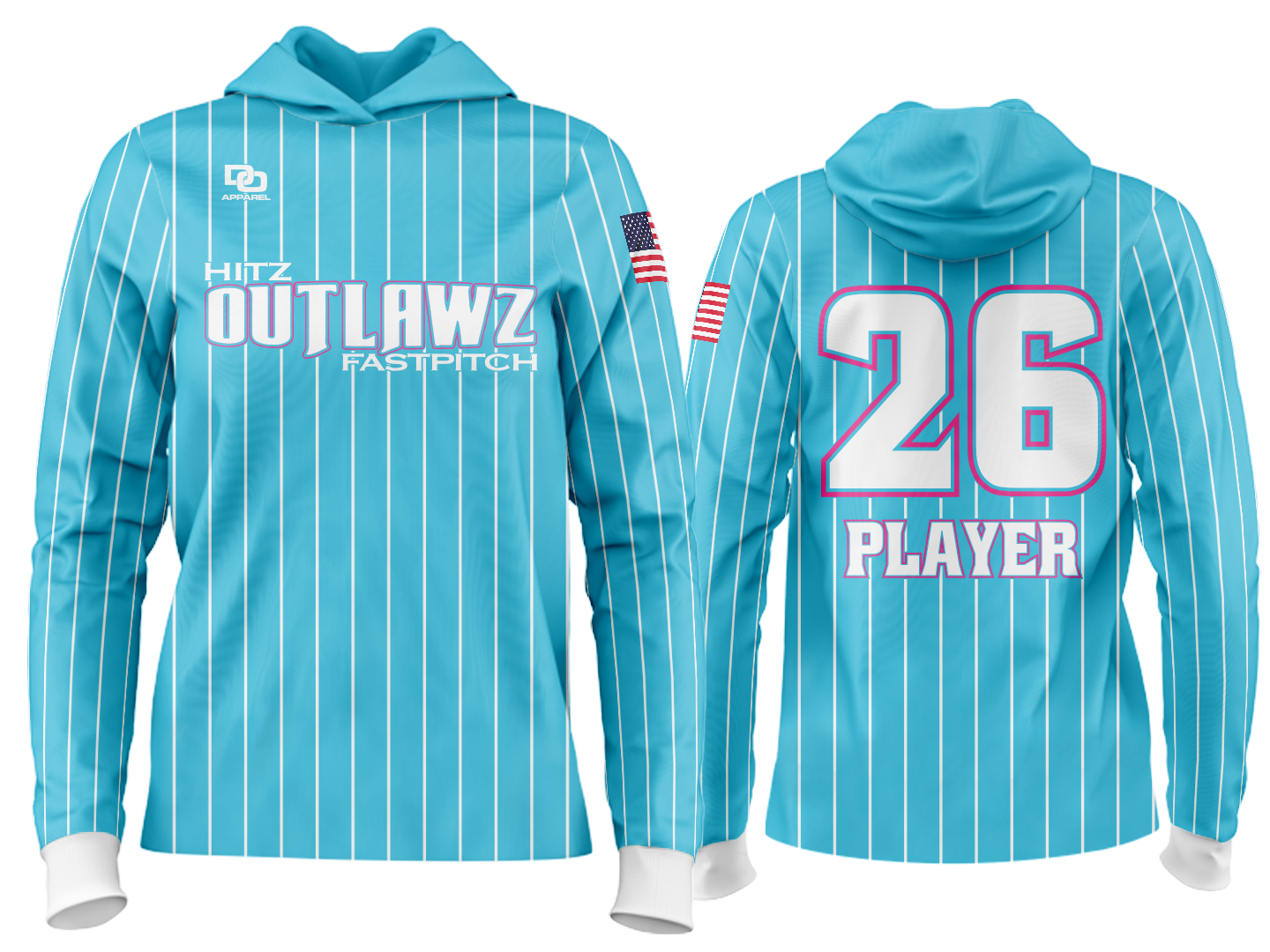 Custom Team Hoodie - Cyan Pinstripe