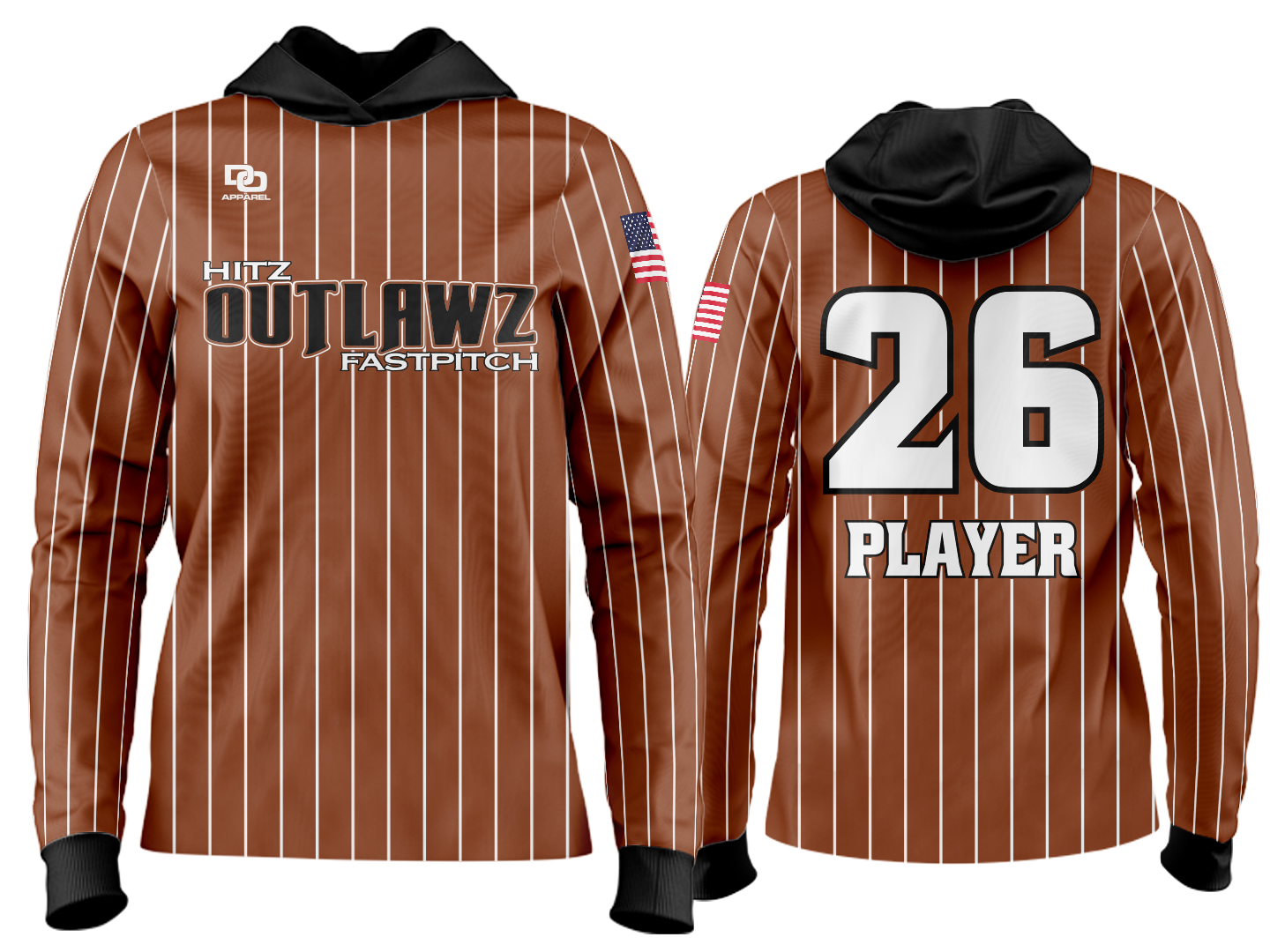 Custom Team Hoodie - Texas Orange Pinstripe