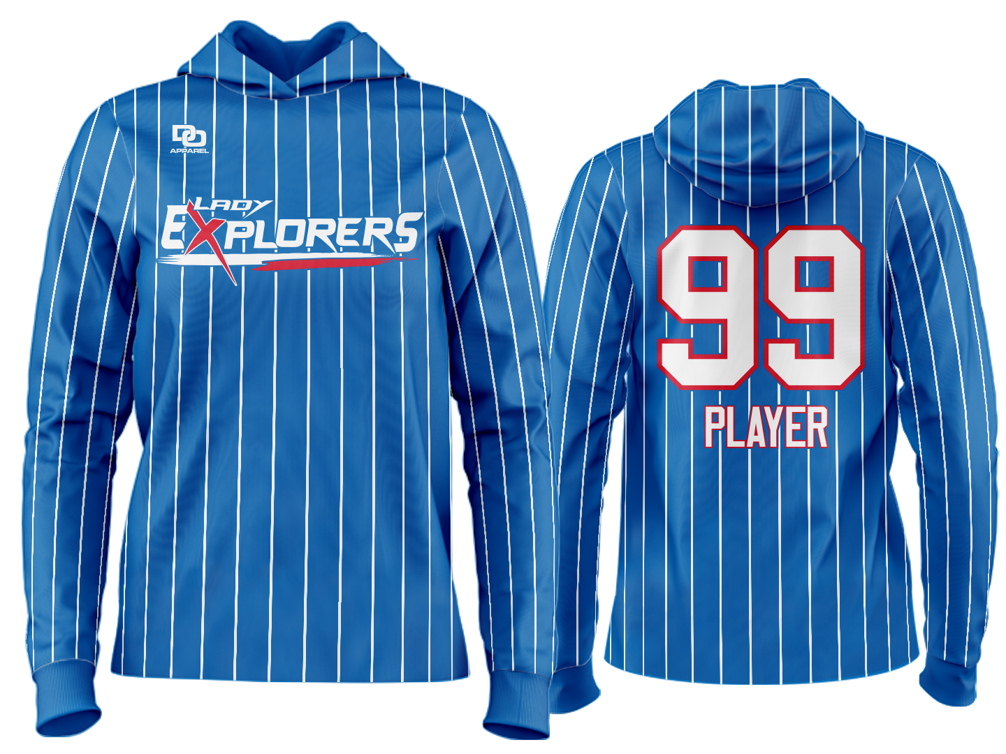 Custom Team Hoodie - Royal Pinstripe