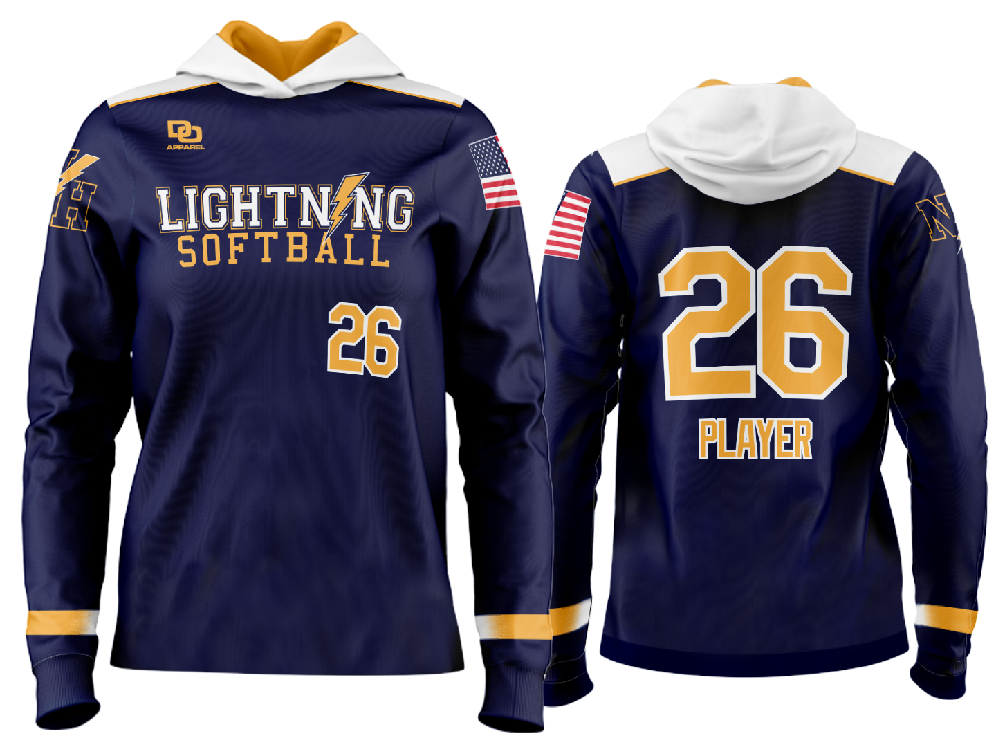 Custom Team Hoodie - Navy/White Opt 1