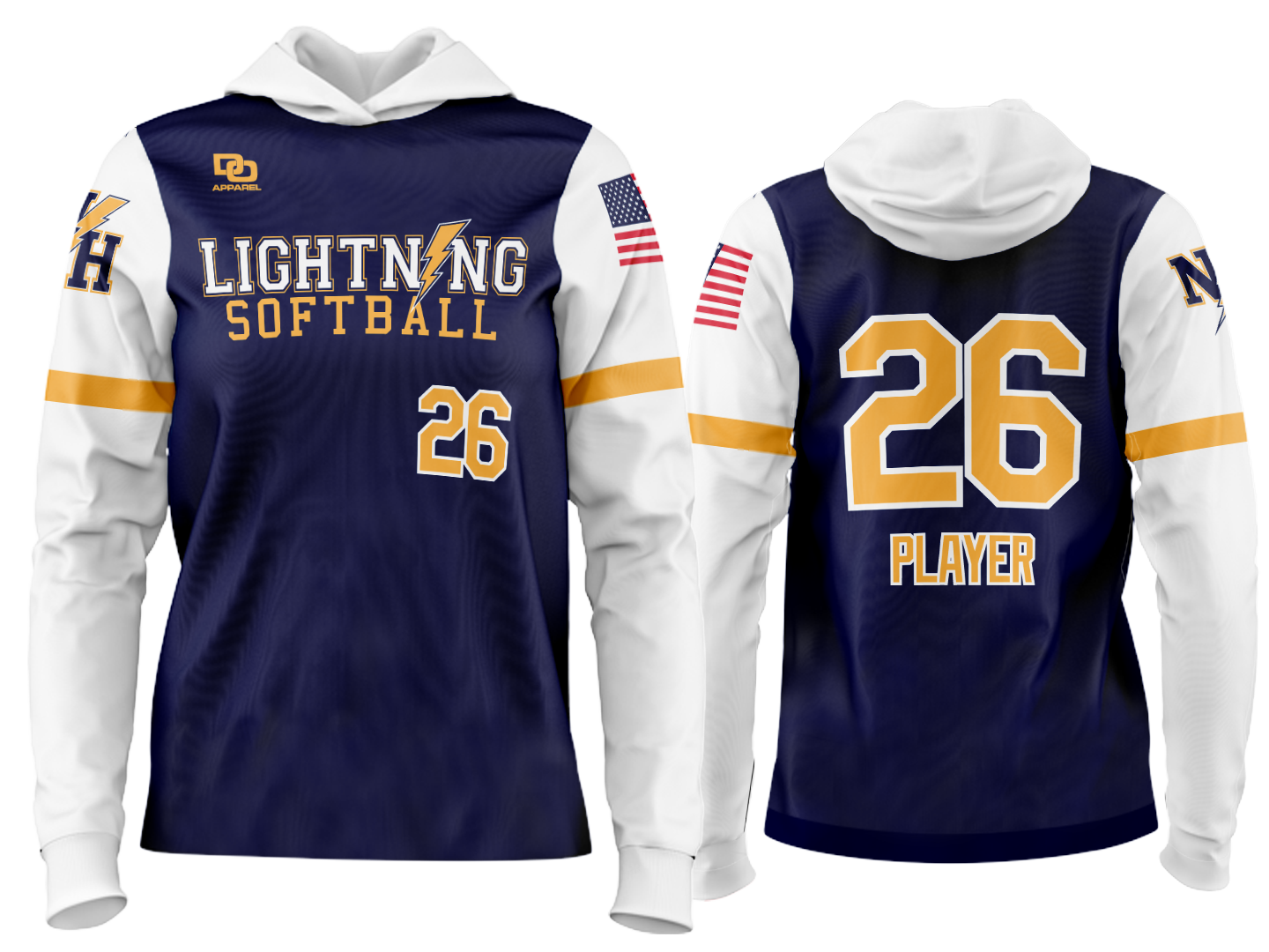 Custom Team Hoodie - Navy/White Opt 3