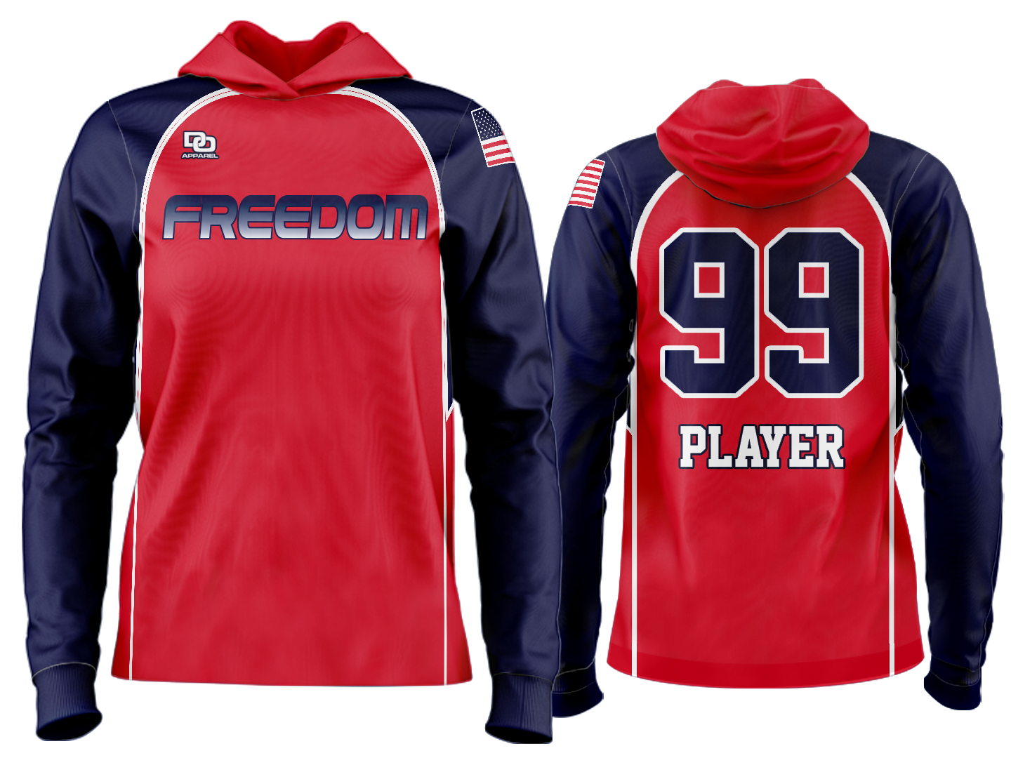 Custom Team Hoodie - Red/Navy