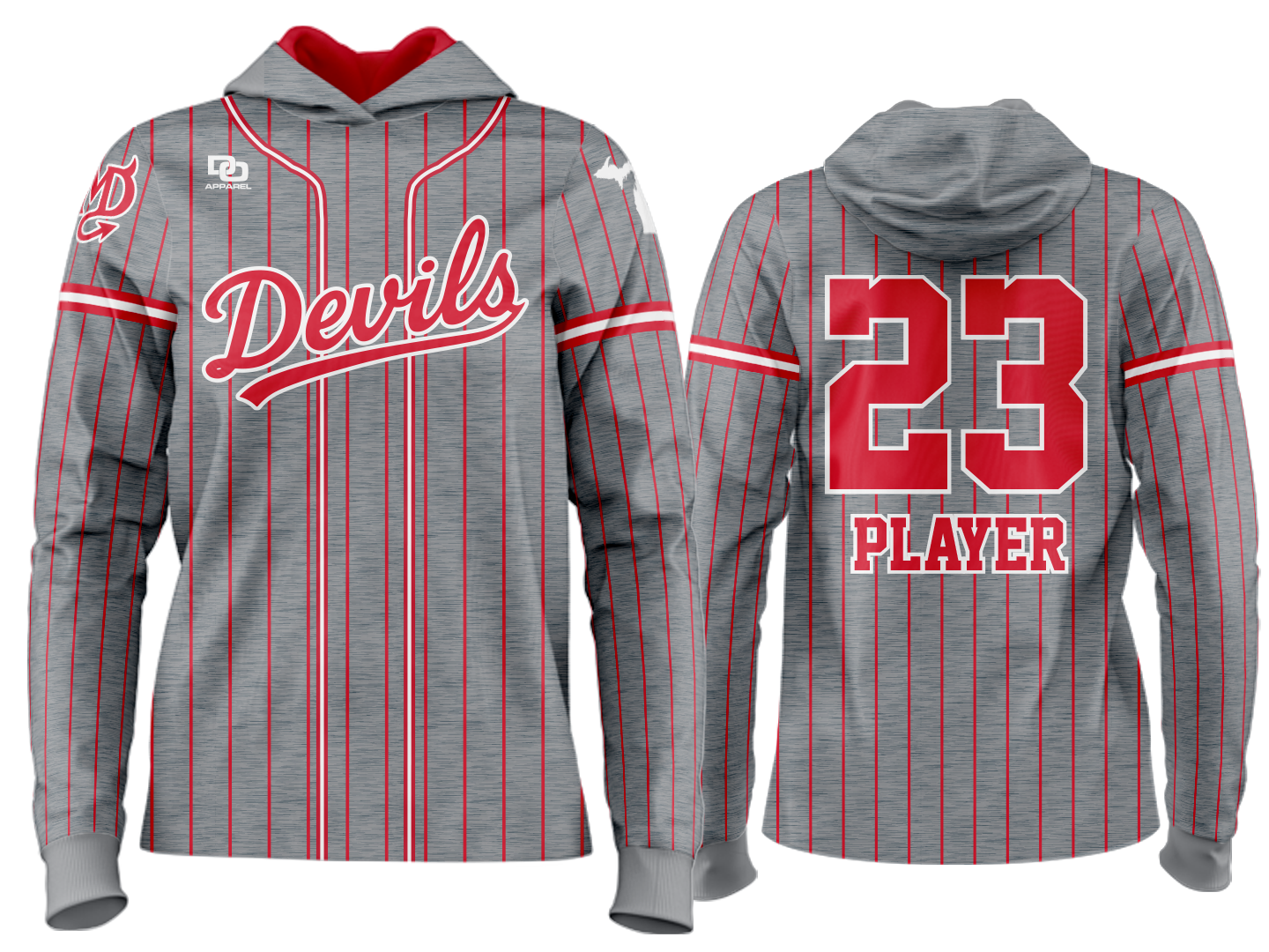 Custom Team Hoodie - Heather Pinstripe