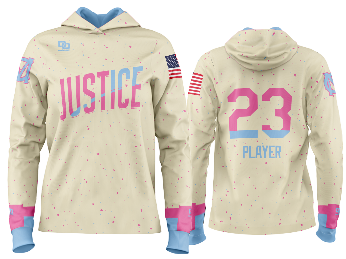Custom Team Hoodie - Cream/Pink Splatter