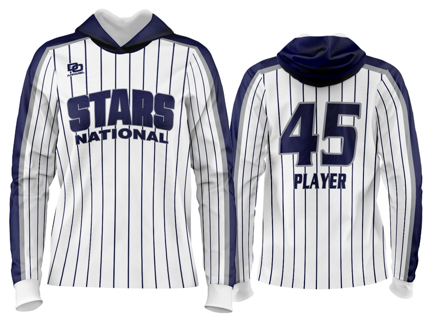 Custom Team Hoodie - White Pinstripe National