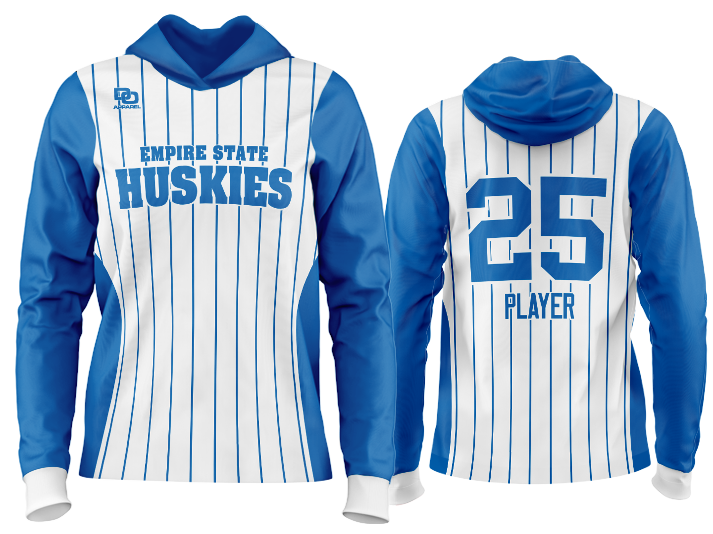 Custom Team Hoodie - White/Royal Pinstripe