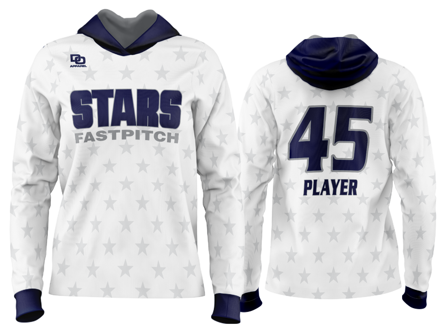 Custom Team Hoodie - White Stars Alt