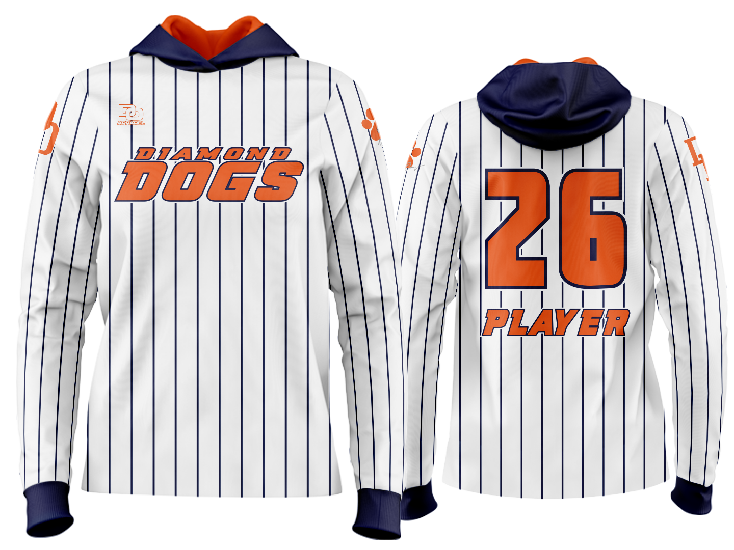 Custom Team Hoodie - White Pinstripe