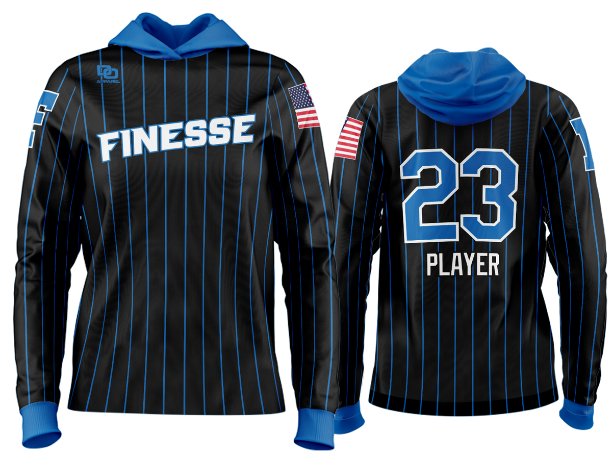 Custom Team Hoodie - Black/Royal Pinstripe