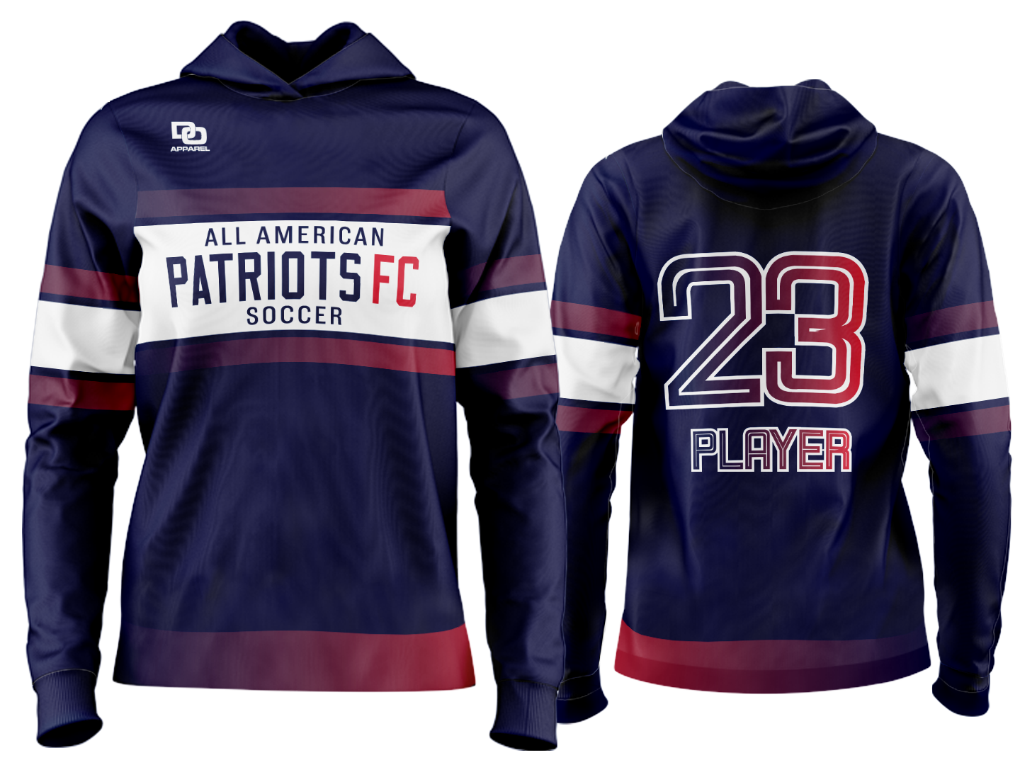 Custom Team Hoodie - Navy/Red