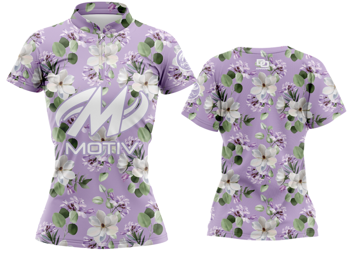Custom FD QZ Taper Women's Bowling Jersey - Lavender Flowers