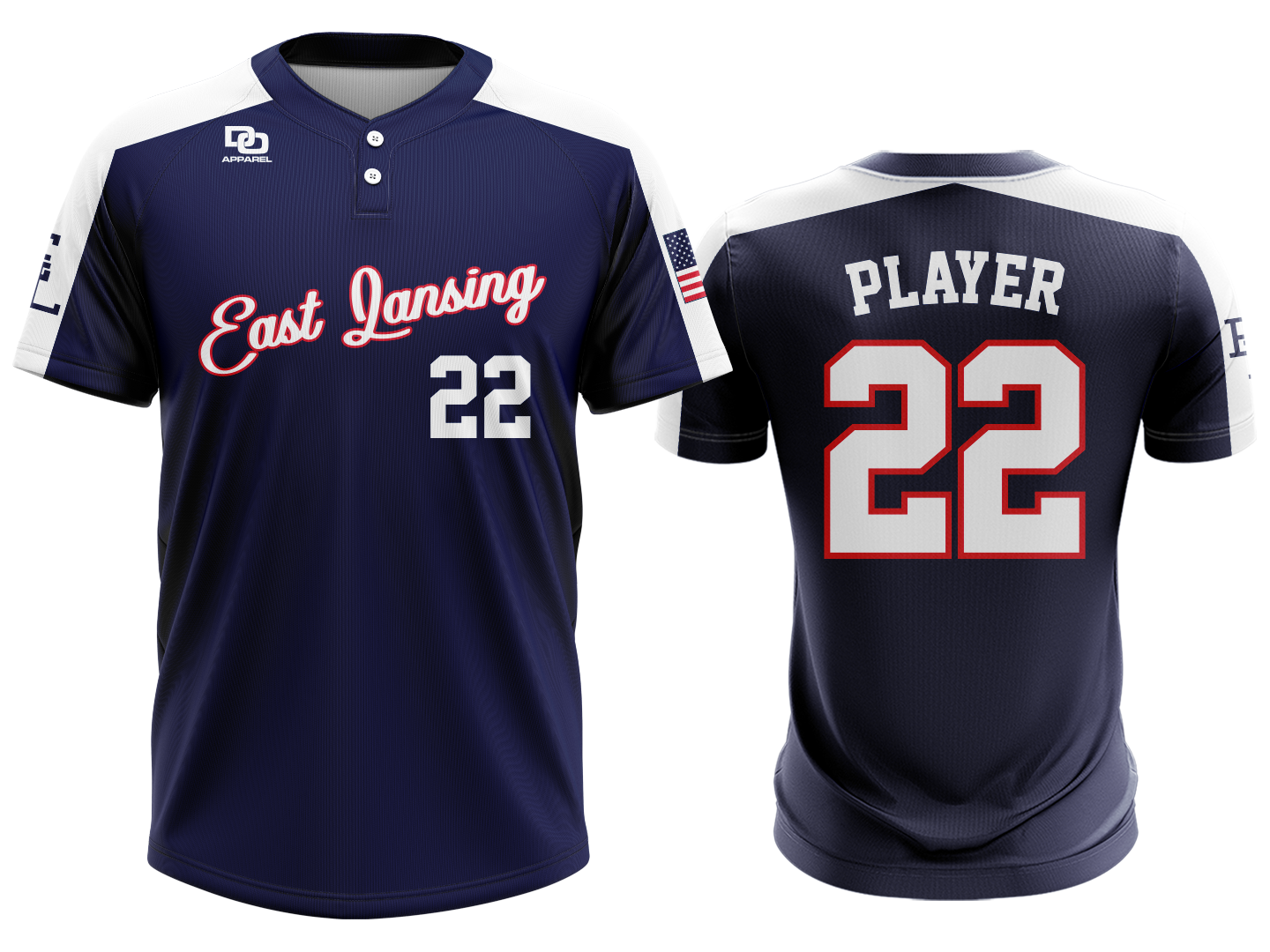 Custom Two-Button Jersey - Navy