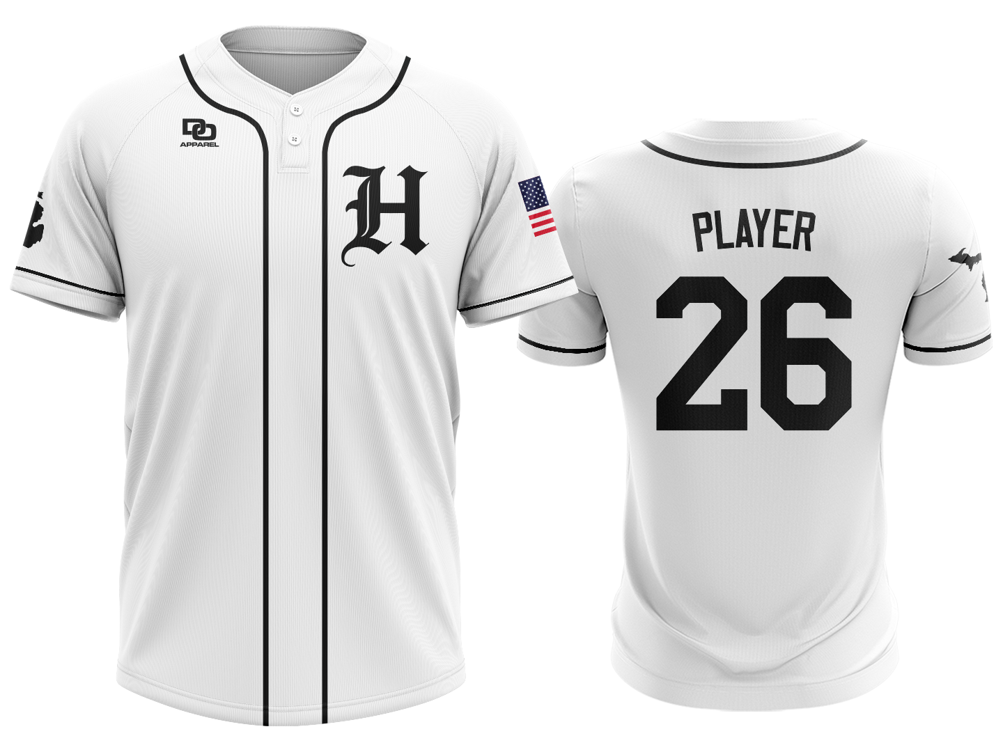 Custom Two-Button Jersey - DT White CLN