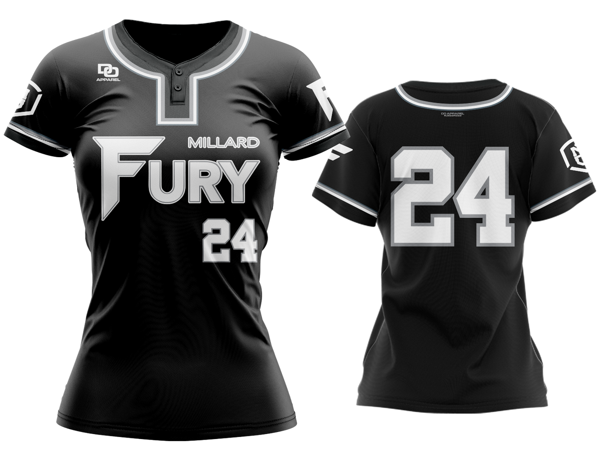 Custom Womens Two-Button Jersey - Black/White