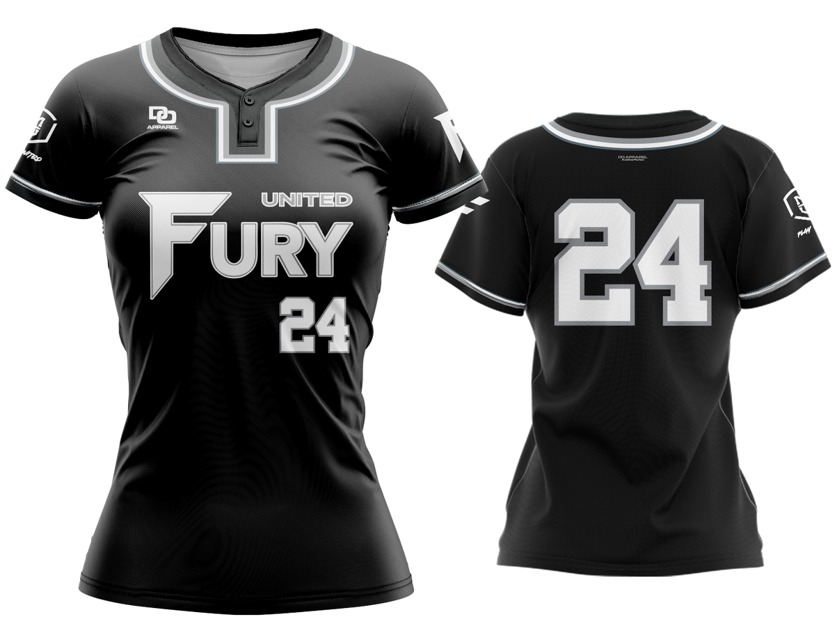 Custom Womens Two-Button Jersey - Black/White