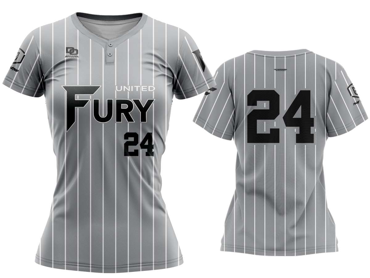 Custom Womens Two-Button Jersey - Grey Pinstripe